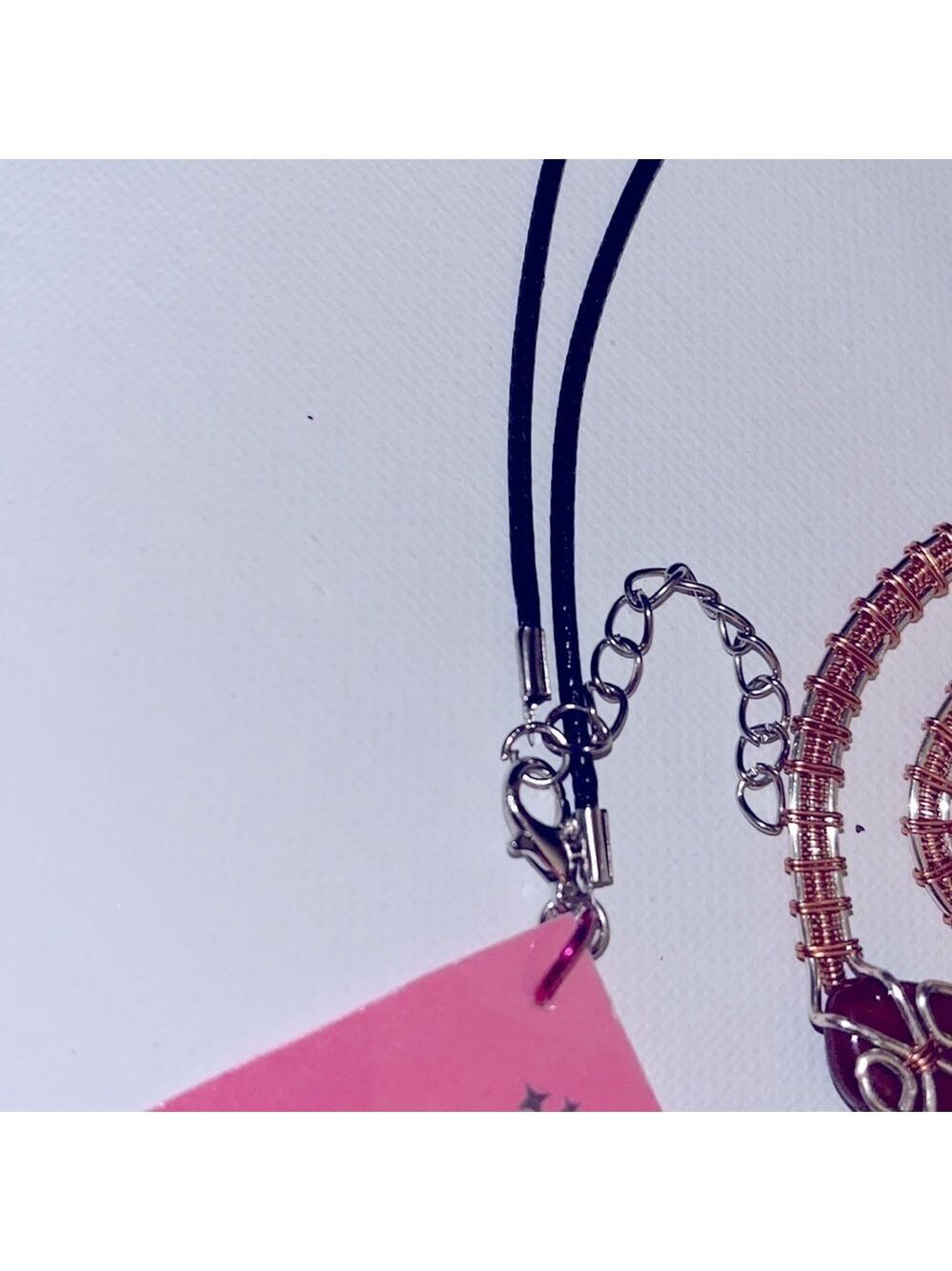 SNAKE Wire Wrapped Bat Necklace Handmade Vintage Upcycled - Picture 6 of 6
